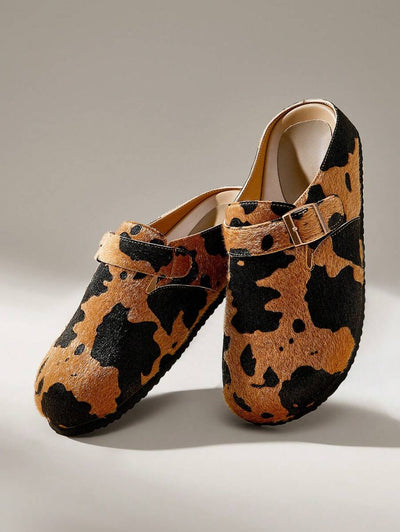Brown & Black Cow Print Style [Clogs]