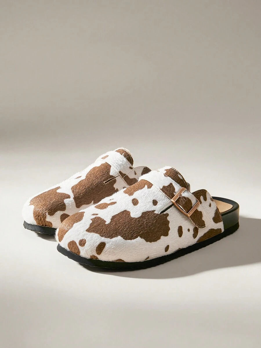 Light Brown & White Cow Print Style [Clogs]