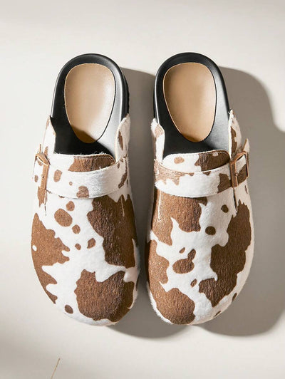 Light Brown & White Cow Print Style [Clogs]