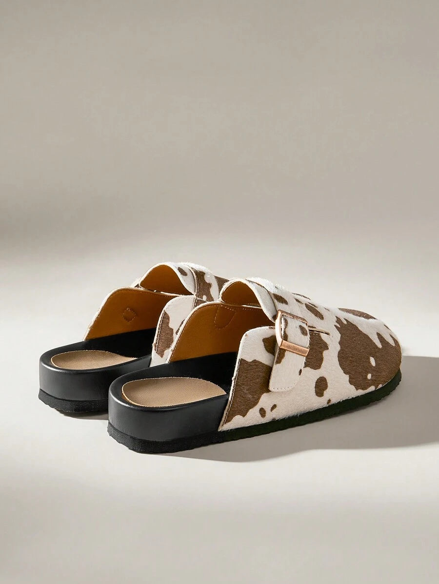 Light Brown & White Cow Print Style [Clogs]