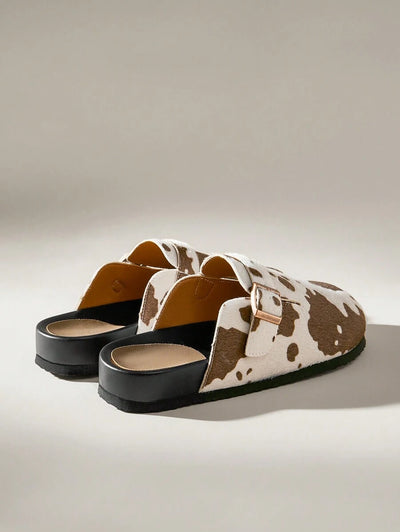 Light Brown & White Cow Print Style [Clogs]