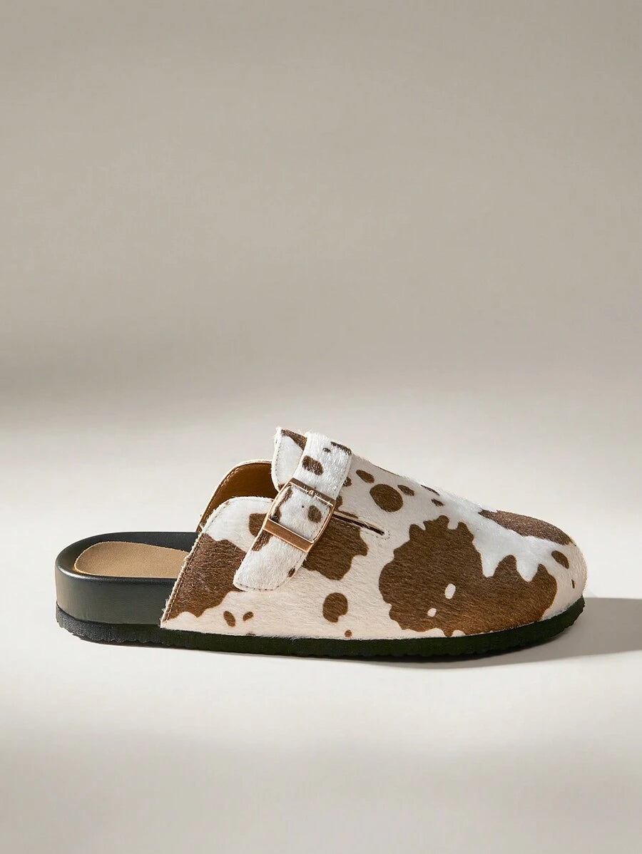 Light Brown & White Cow Print Style [Clogs]
