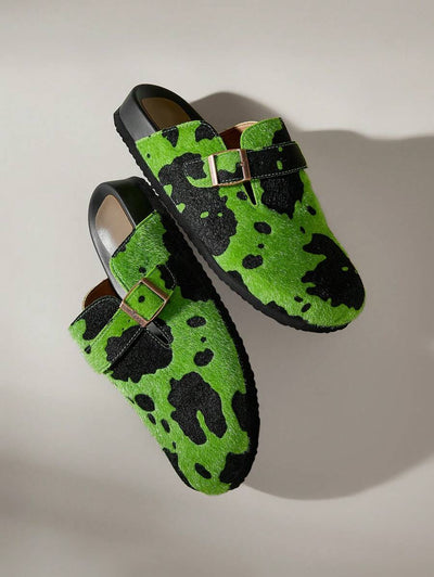 Green & Black Cow Print Style [Clogs]