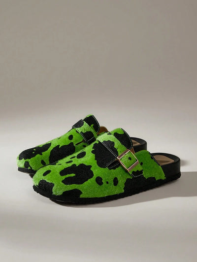 Green & Black Cow Print Style [Clogs]