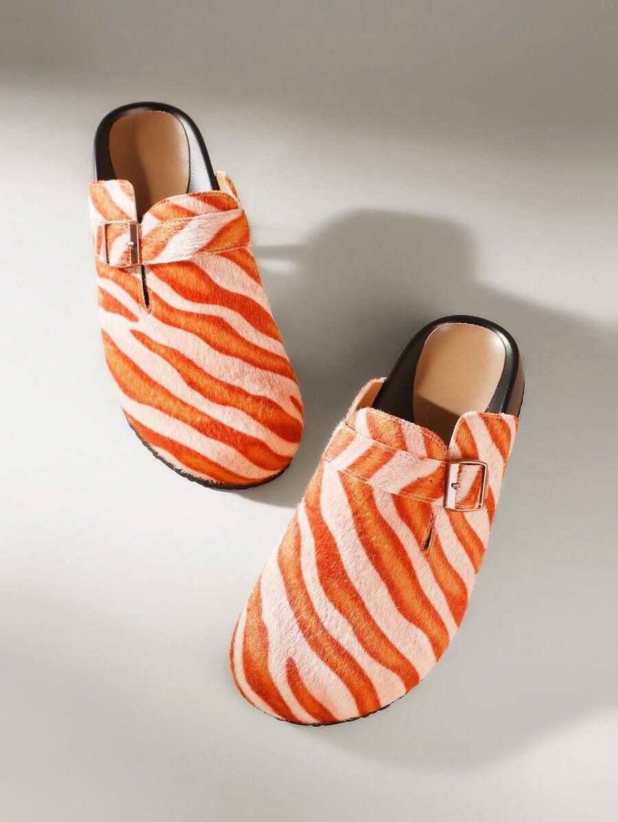 Orange & Pink Zebra Print Style [Clogs]